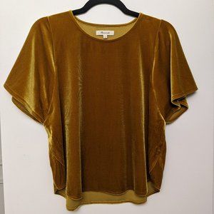 Madewell gold velvet butterfly top NWOT